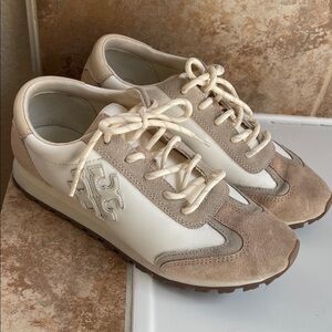 Tory Burch Cream and Tan Sneakers 8.5